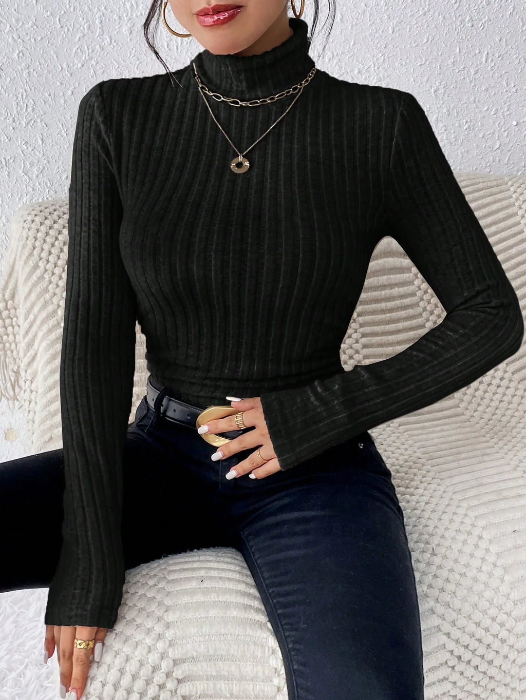 Women's semi-high-neck sweaters
