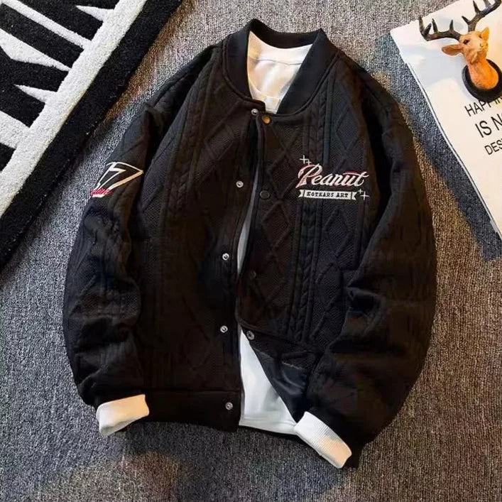 Men's embroidered loose cardigan jacket