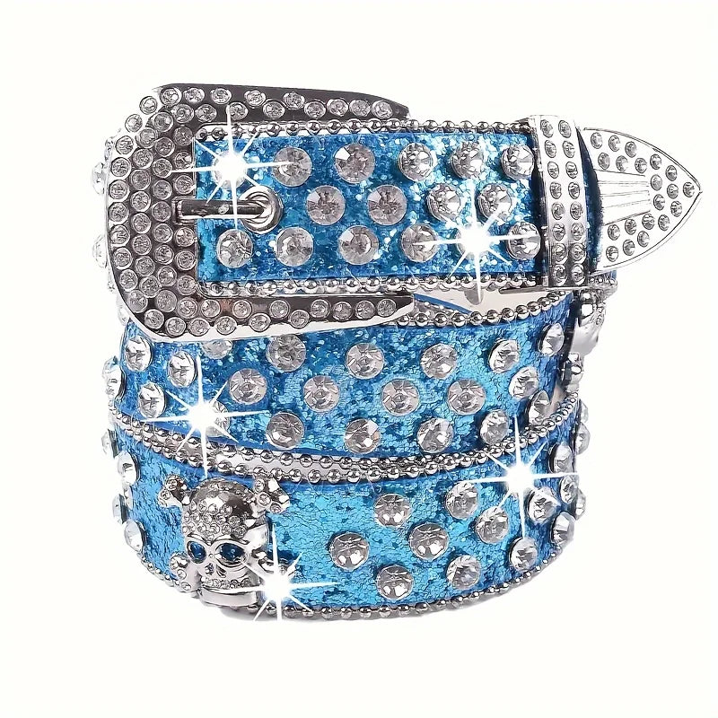 Blue Rhinestone Belt