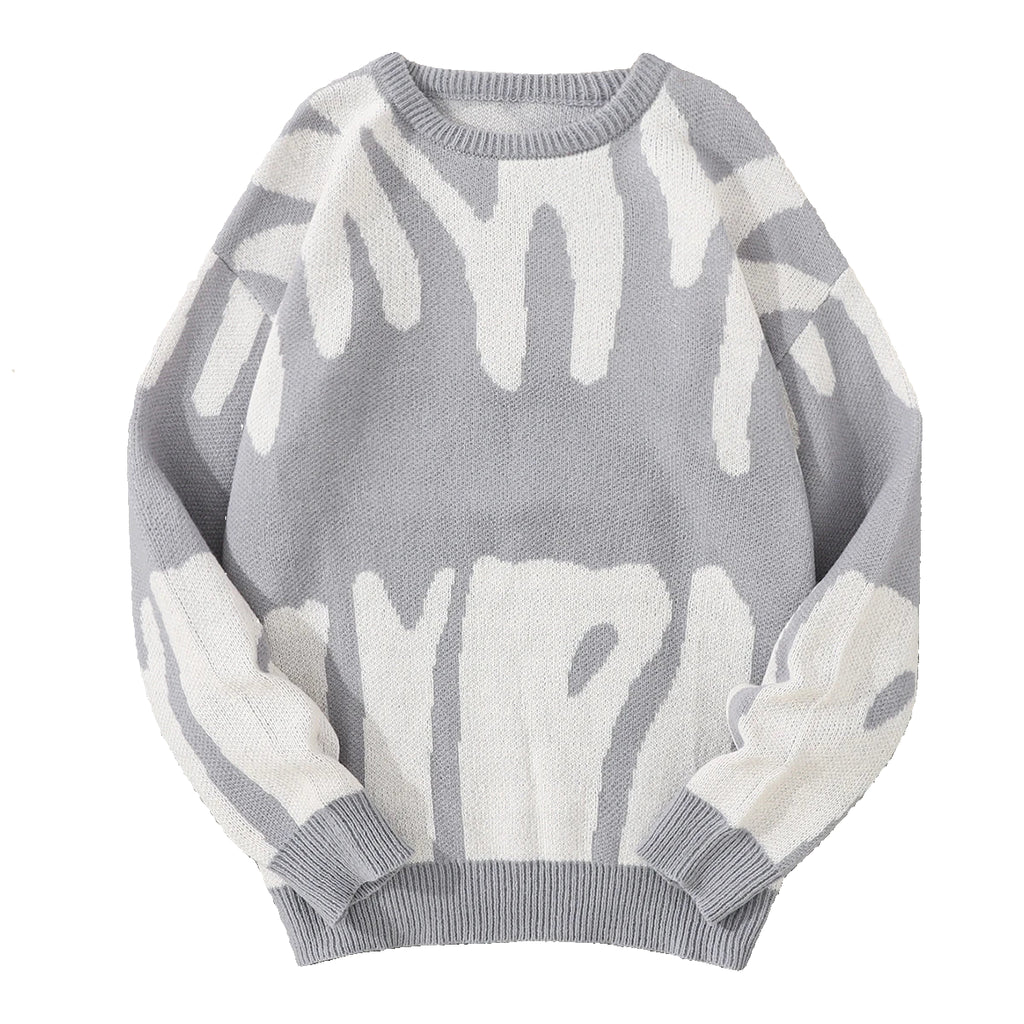 Irregular Knit Sweater (Light Grey)