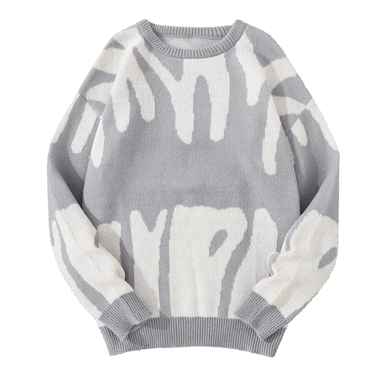 Irregular Knit Sweater (Light Grey)