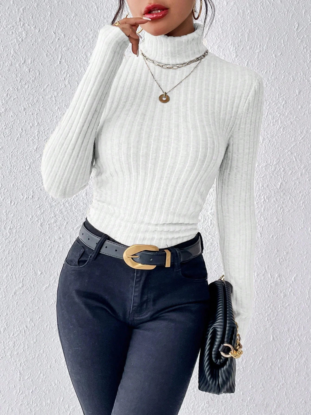 Women's semi-high-neck sweaters