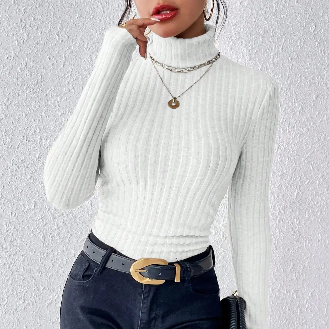 Women's semi-high-neck sweaters