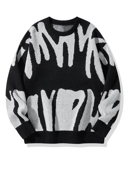 Irregular Knit Sweater (Black)